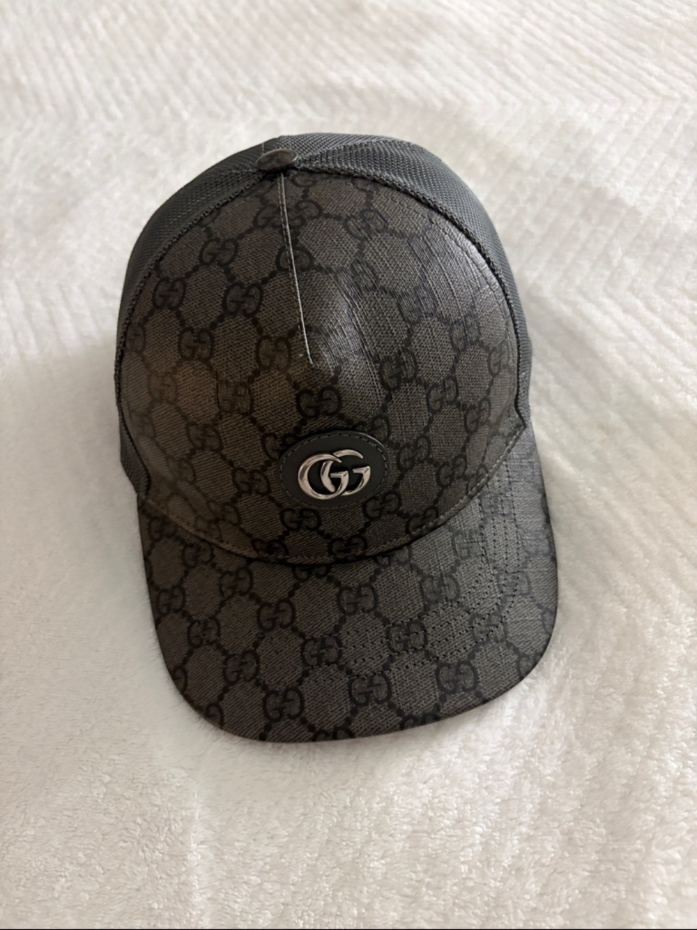Gucci Brown GG Monogram Trucker Cap with Black Mesh